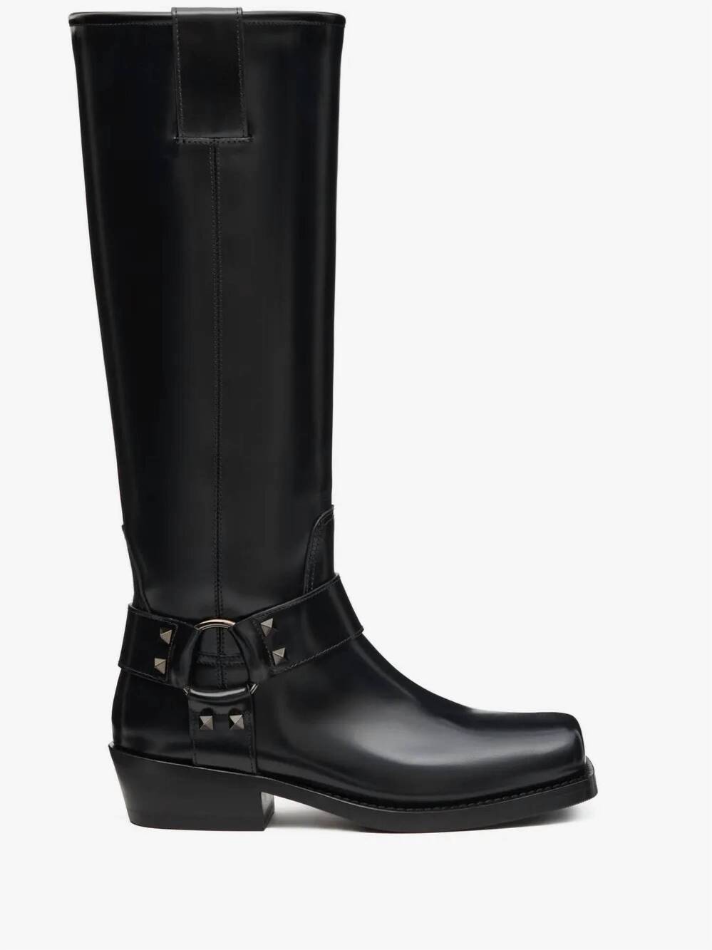 NEW VALENTINO GARAVANI women's rockstud calfskin biker ankle boots in nero